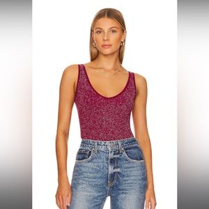 Free People Marled Burgundy Scoop Neck Tank